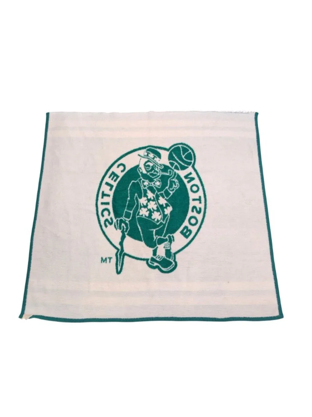 Vintage 1980's Boston Celtics Green & White Reversible Throw Blanket - Vintage B